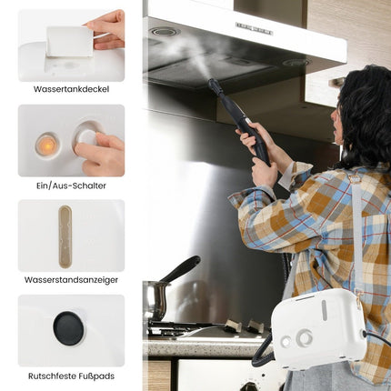 1500W Handheld Steam Cleaner, 3 Bar Pressure, 1L Tank