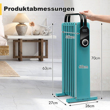 1500W Oil Radiator Heater With Wheels, 3 Heat Settings
