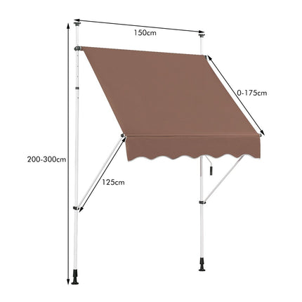 150 cm Adjustable UV-Resistant Balcony Awning
