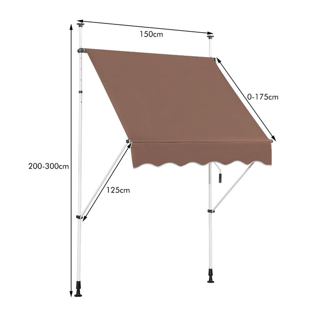 150 cm Adjustable UV-Resistant Balcony Awning