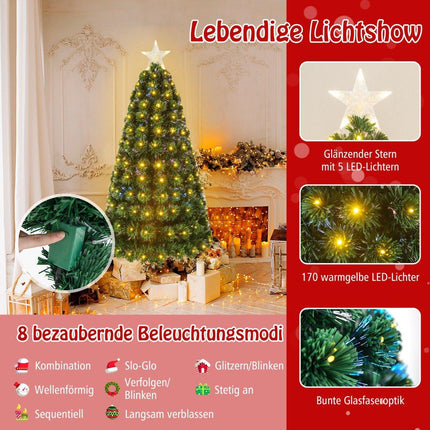150cm Artificial Christmas Tree with 8 Lighting Modes Fiber optic fiber optic Christmas tree
