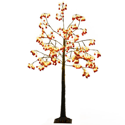 150 cm Artificial Christmas Tree with LED Lights & Red Ornaments