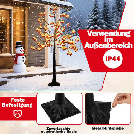 150 cm Artificial Christmas Tree with LED Lights & Red Ornaments