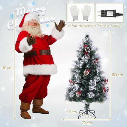 150 cm Artificial Christmas Tree with Lights & Snow & Star Top Christmas Tree