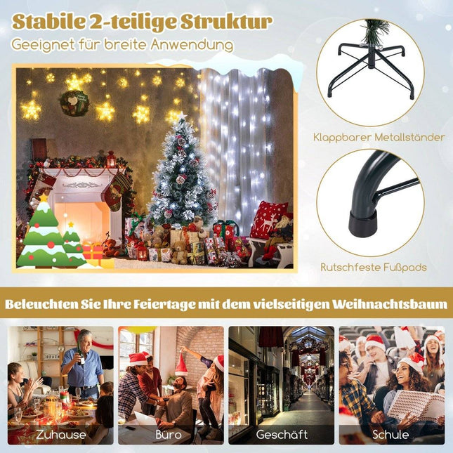 150 cm Artificial Christmas Tree with Lights & Snow & Star Top Christmas Tree