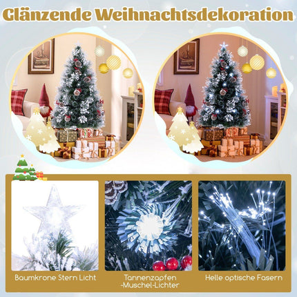150 cm Artificial Christmas Tree with Lights & Snow & Star Top Christmas Tree