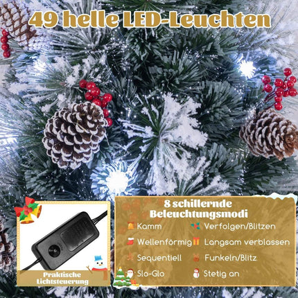 150 cm Artificial Christmas Tree with Lights & Snow & Star Top Christmas Tree