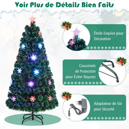 150cm Fiber Optic Christmas Tree – 24 LED, Snowflakes
