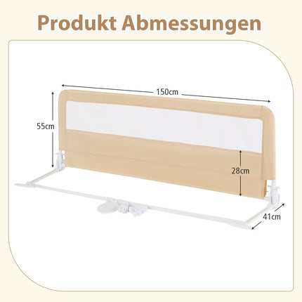 150 cm Foldable Toddler Bed Rail with Breathable Mesh