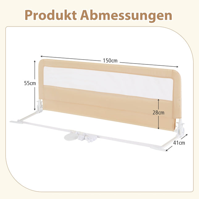 150 cm Foldable Toddler Bed Rail with Breathable Mesh