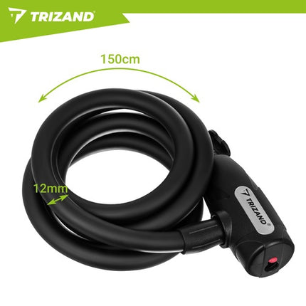 150cm Steel Bike Lock with Key Holder