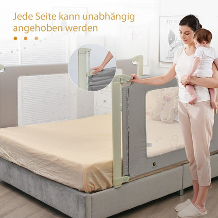 150 cm bed rail height adjustable bed guard with connection accessories gray