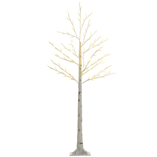 150 cm Birch LED tree, 120 warm white lights, 3 brightness levels