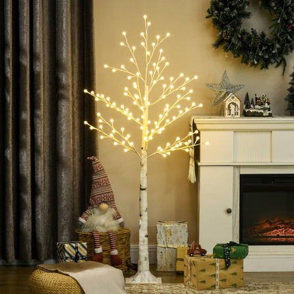 150 cm Birch LED tree, 120 warm white lights, 3 brightness levels