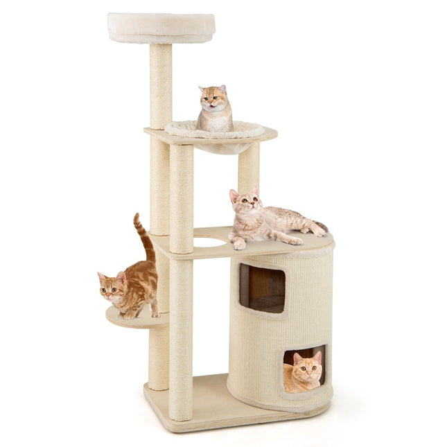 151cm Cat Tree with 2-Story House & Hammock