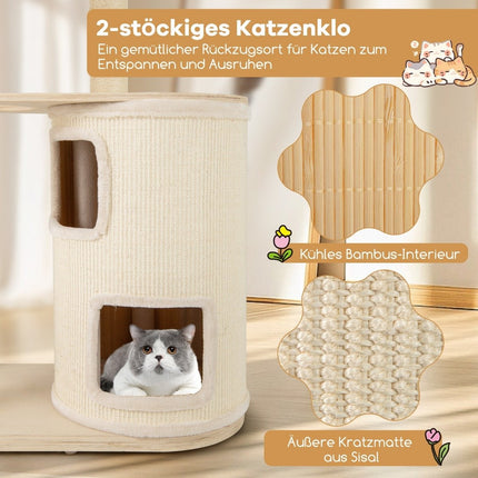151cm Cat Tree with 2-Story House & Hammock
