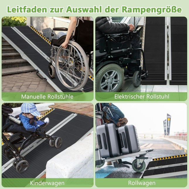 152.5 x 74 cm wheelchair ramp Portable & anti-slip folding ramp up to 272kg load aluminum