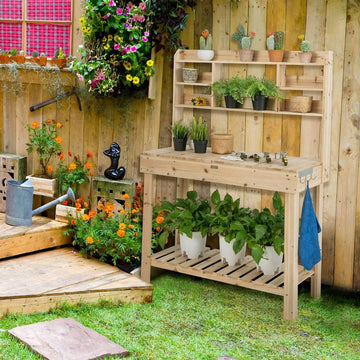 153cm large workbench gardening table plant table made of wood for patio garden greenhouse 150kg load capacity