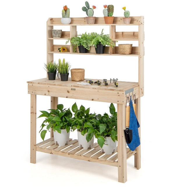 153cm large workbench gardening table plant table made of wood for patio garden greenhouse 150kg load capacity