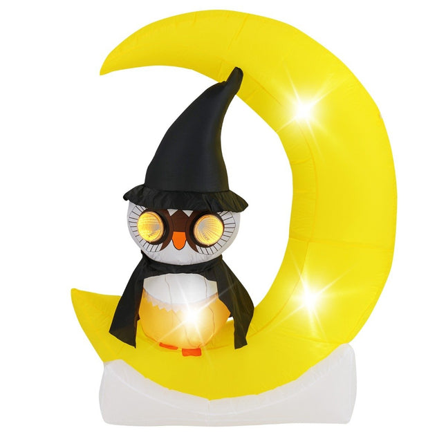 155CM LED Inflatable Owls Standing on the Moon Terrible Halloween Decoration