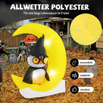155CM LED Inflatable Owls Standing on the Moon Terrible Halloween Decoration
