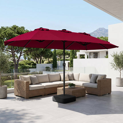 15.5FT Extra-Large Patio Umbrella, Red, 144 LED Lights