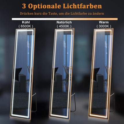 155cm full length mirror with golden aluminum frame & explosion-proof film rectangular standing mirror