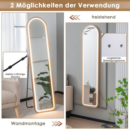 155 cm full-length mirror with golden aluminum frame & explosion-proof film standing mirror