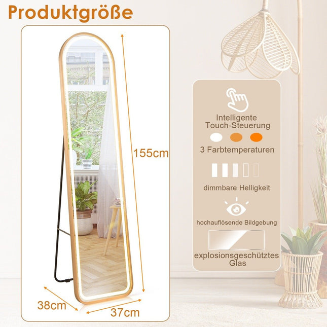 155 cm full-length mirror with golden aluminum frame & explosion-proof film standing mirror