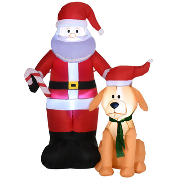 Inflatable 157cm Santa with dog, LED lights, waterproof