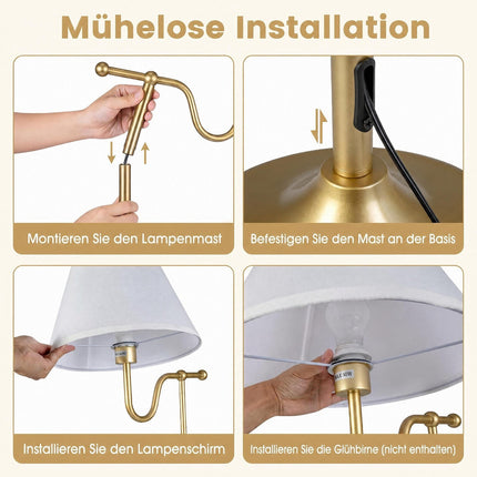 158 cm Floor Lamp with Fabric Shade & Foot Switch