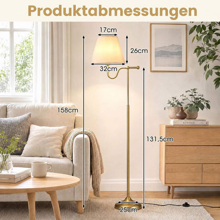 158 cm Floor Lamp with Fabric Shade & Foot Switch