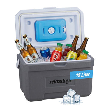 15L Insulated Cool Box with Ice Pack – White/Grey