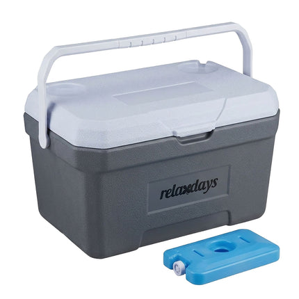 15L Insulated Cool Box with Ice Pack – White/Grey