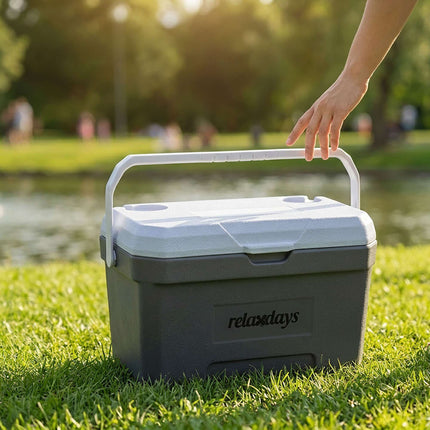 15L Insulated Cool Box with Ice Pack – White/Grey