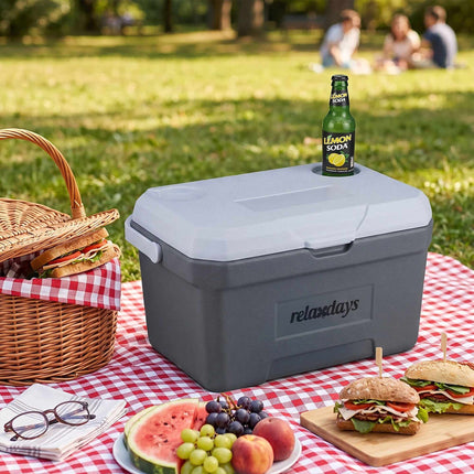 15L Insulated Cool Box with Ice Pack – White/Grey