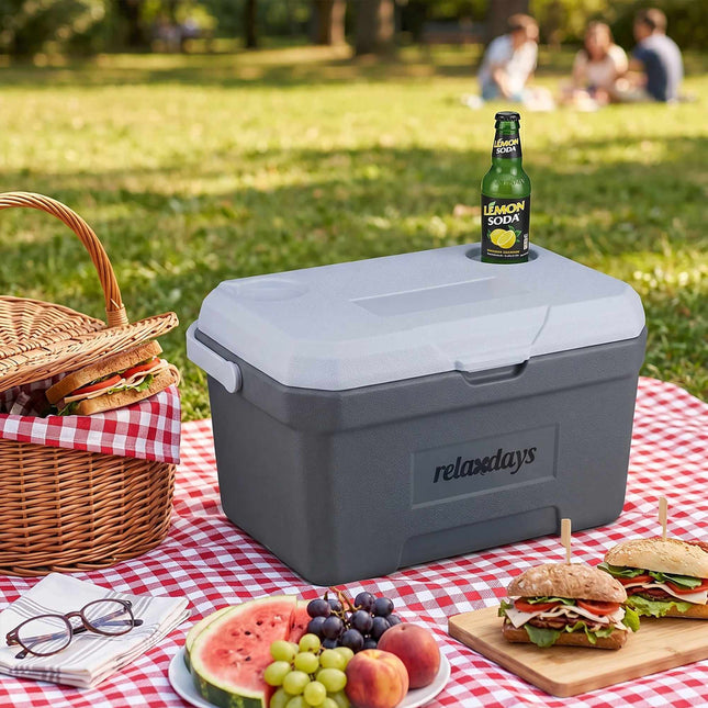 15L Insulated Cool Box with Ice Pack – White/Grey