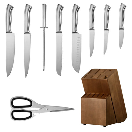 15-Piece Kitchen Knife Set With Block, Sharpener, German Steel