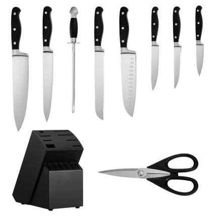 15-Piece Kitchen Knife Set with Block and Sharpener