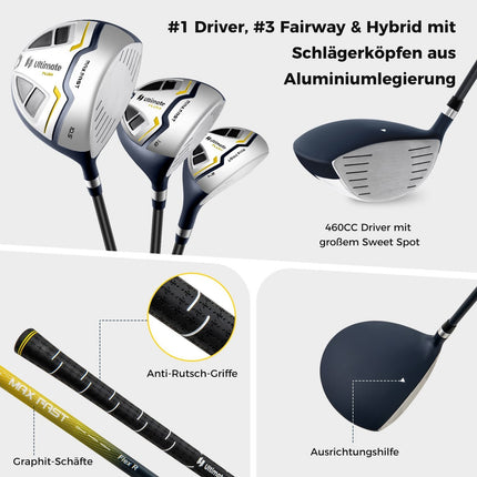 15-Piece Men's Golf Club Set with Bag and Rain Cover