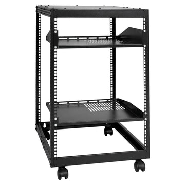 15U Open Frame Server Rack, 4-Post, 23-40 in Depth