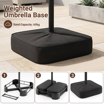 15ft Double-Sided Patio Umbrella with Solar LED Lights