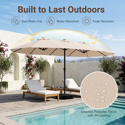 15ft Double-Sided Patio Umbrella with Solar LED Lights