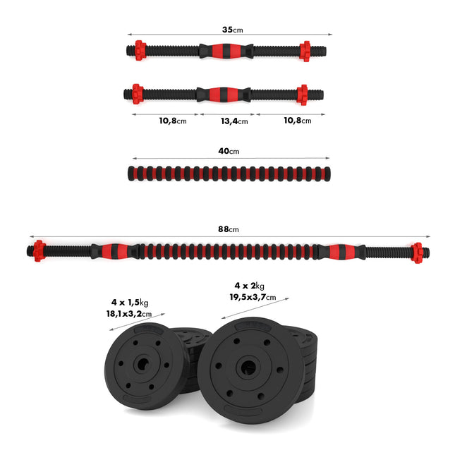 15 kg Composite Barbell & Dumbbell Set