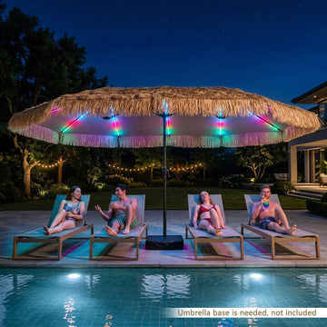 15 x 9 FT Solar Patio Umbrella, Multi-Color Lights, Brown
