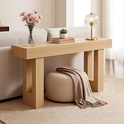 160 cm Farmhouse Console Table, Narrow Sofa Table With Storage