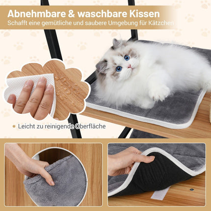 160 cm wooden scratching post with cave & hammock & scratching post 5 level cat scratching post