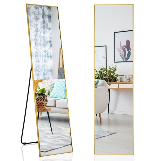 160 x 40 cm full-length mirror 2 in 1 standing mirror & wall mirror made of shatterproof glass gold
