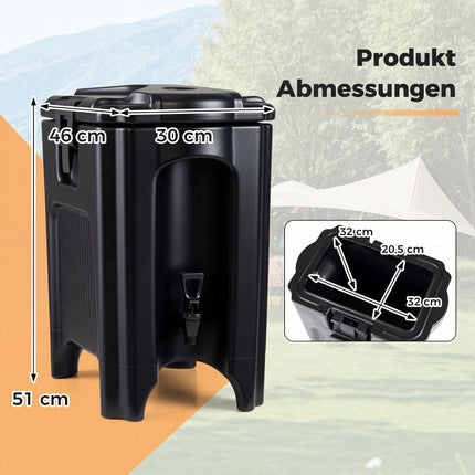 16.5L Insulated Beverage Dispenser with Spigot, Black