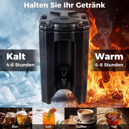 16.5L Insulated Beverage Dispenser with Spigot, Black
